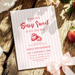 Berry süße handgezeichnete Erdbeeren-Baby-Party Einladung