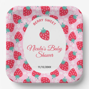 Berry süße rosa Erdbeerbaby-Party Pappteller