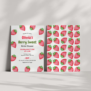 Berry süße rosa rote Erdbeer-Hochzeitsdusche Einladung