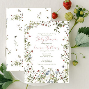 Berry Süße Wildblumen-Aquarell-Baby-Party Einladung