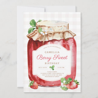 Berry Sweer Strawberry Jam Jar Birthday Party Einladung