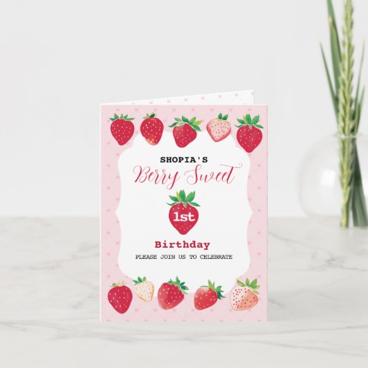 Berry Sweet 1. Geburtstag Einladung geklappt (Vorderseite)
