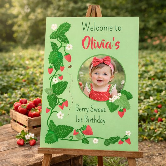 Berry Sweet 1. Geburtstag Erdbeere Poster