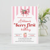 Berry Sweet 1. Geburtstag mit Foto Dankeskarte (Stehend Vorderseite)