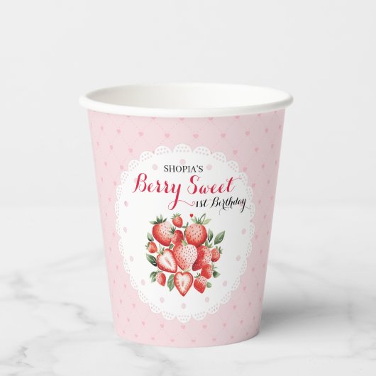 Berry Sweet 1. Geburtstag Pappbecher (Vorderseite)