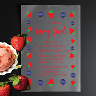 Berry Sweet 1. Geburtstag Pergament Einladungen