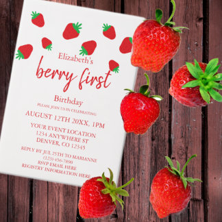 Berry Sweet 1. Geburtstag Pergament Einladungen