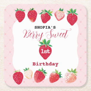 Berry Sweet 1. Geburtstag Rechteckiger Pappuntersetzer