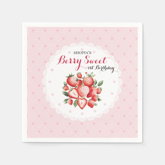 Berry Sweet 1. Geburtstag Serviette (Vorderseite)