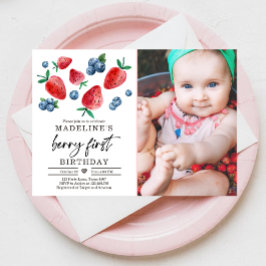 Berry Sweet 1. Geburtstag Strawberry Blueberry Inv Einladung