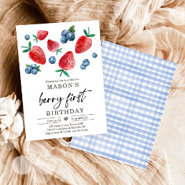 Berry Sweet 1. Geburtstag Strawberry Blueberry Inv Einladung