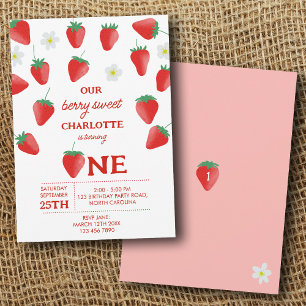 Berry Sweet 1. Geburtstag Strawberry Turning One Einladung