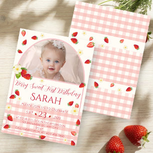 Berry Sweet 1. Geburtstags-Foto-Einladung