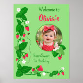 Berry Sweet 1st Birthday Strawberry  Poster (Vorne)