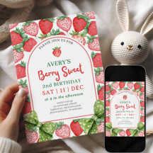 Berry Sweet 2. Geburtstag Erdbeereinladung