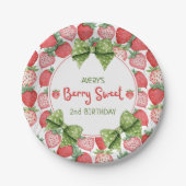 Berry Sweet 2. Geburtstag Erdbeerpärty Pappteller (Vorderseite)