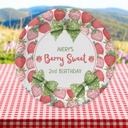 Berry Sweet 2. Geburtstag Erdbeerpärty Pappteller