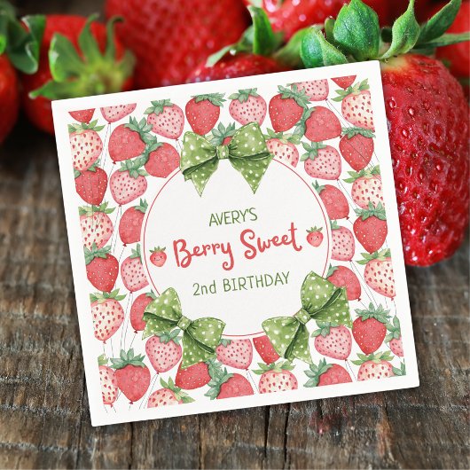 Berry Sweet 2. Geburtstag Erdbeerpärty  Serviette