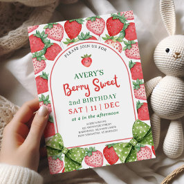 Berry Sweet 2nd Birthday Strawberry Invitation Einladung