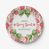 Berry Sweet 3. Geburtstag Strawberry-Party Pappteller (Vorderseite)