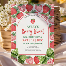 Berry Sweet 3rd Birthday Strawberry Invitation Einladung