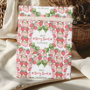 Berry Sweet 4. Geburtstag Erdbeerparty  Geschenkpapier