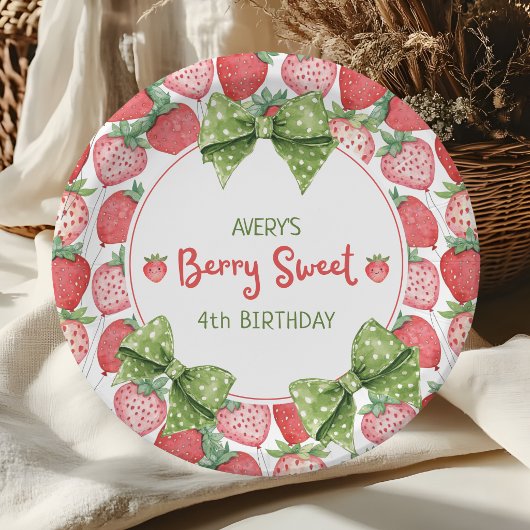 Berry Sweet 4. Geburtstag Erdbeerparty Pappteller