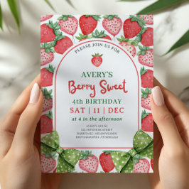 Berry Sweet 4th Birthday Strawberry Invitation Einladung
