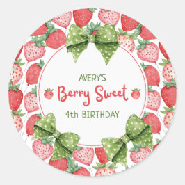 Berry Sweet 4th Birthday Strawberry Party  Runder Aufkleber