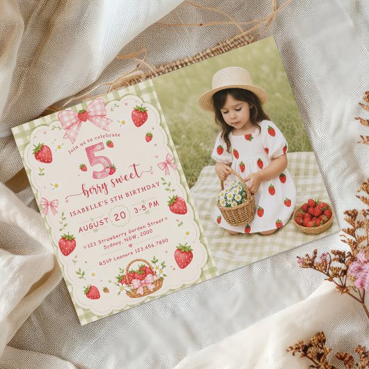 Berry Sweet 5. Geburtstag Erdbeere Einladung