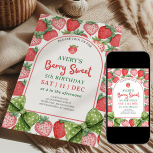 Berry Sweet 5. Geburtstag Erdbeereinladung Einladung