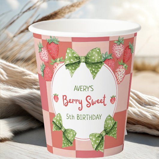 Berry Sweet 5th Birthday Strawberry Party  Pappbecher