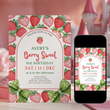 Berry Sweet 6. Geburtstag Erdbeereinladung