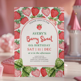 Berry Sweet 6th Birthday Strawberry Invitation Einladung