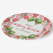 Berry Sweet 6th Birthday Strawberry Party  Pappteller (Schrägansicht)