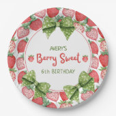 Berry Sweet 6th Birthday Strawberry Party  Pappteller (Vorderseite)