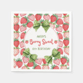 Berry Sweet 6th Birthday Strawberry Party Serviette (Vorderseite)