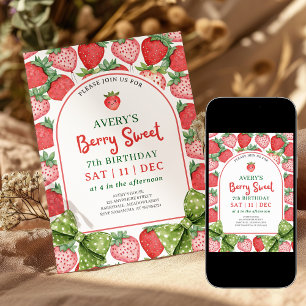 Berry Sweet 7. Geburtstag Erdbeereinladung Einladung