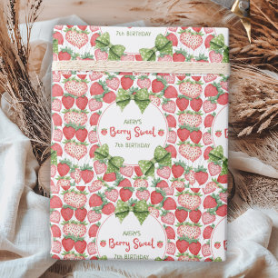 Berry Sweet 7. Geburtstag Erdbeerpärty Geschenkpapier