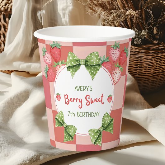Berry Sweet 7. Geburtstag Erdbeerpärty  Pappbecher