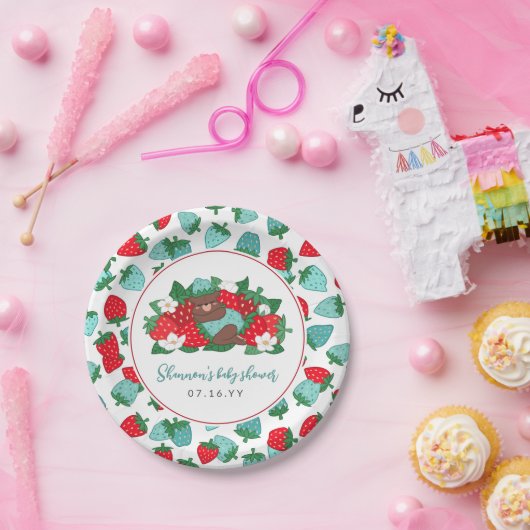 Berry Sweet Baby Blue Strawberry Boy Baby Dusche Pappteller (Party)