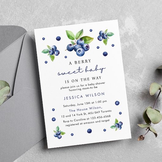 Berry Sweet Baby Blueberry Baby Dusche Einladung