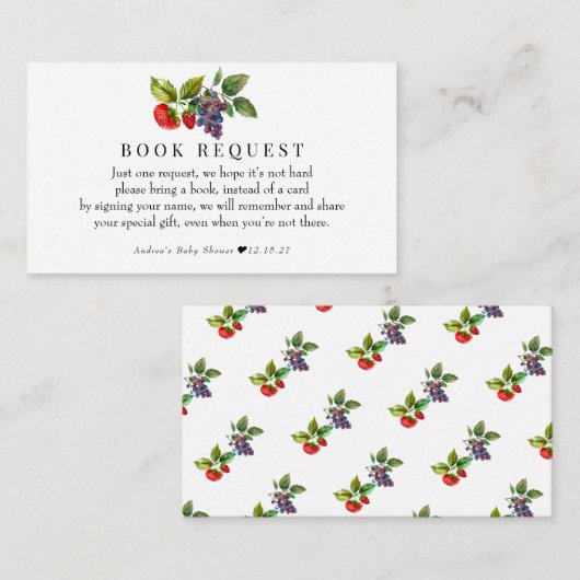 Berry Sweet Baby Duschbücher für Baby Begleitkarte (Vorne/Hinten)