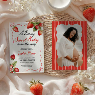 Berry Sweet Baby Dusche Einladung mit Foto