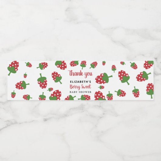 Berry Sweet Baby Dusche Niedlich Strawberry Niedli Wasserflaschenetikett (Einzelnes Label)