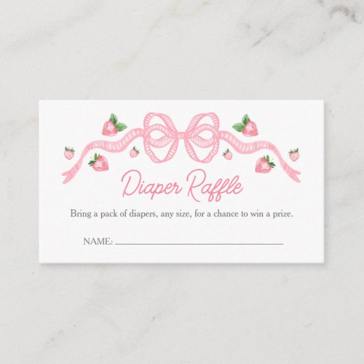 Berry Sweet Baby Dusche Pink Bow Diaper Raffel Begleitkarte (Vorderseite)