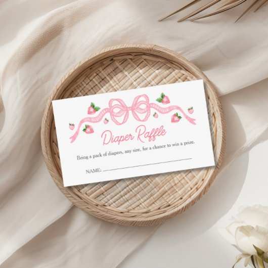 Berry Sweet Baby Dusche Pink Bow Diaper Raffel Begleitkarte
