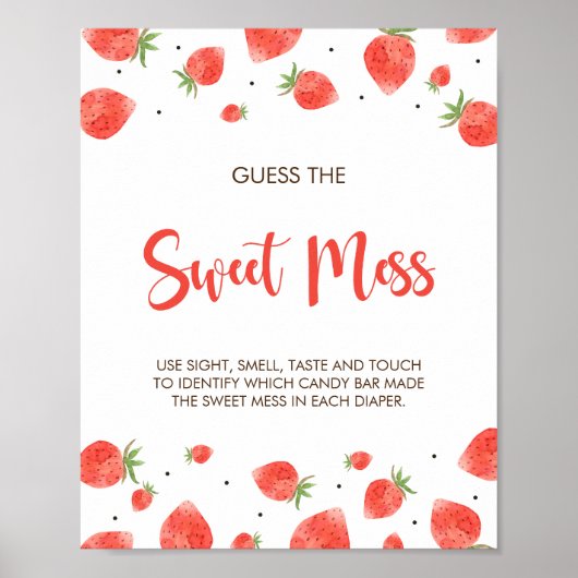 Berry Sweet Baby Dusche schätzt das süße Mess-Zeic Poster (Vorne)