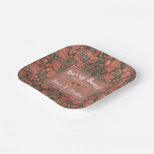 Berry Sweet Baby Dusche Teller - Erdbeeren (Gewinkelt)