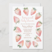 Berry Sweet Baby Dusche - Wasserfarben Erdbeeren Einladung (Vorderseite)